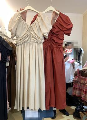 【门店同款】ENJOY夏季复古褶皱收腰连衣裙 150750384