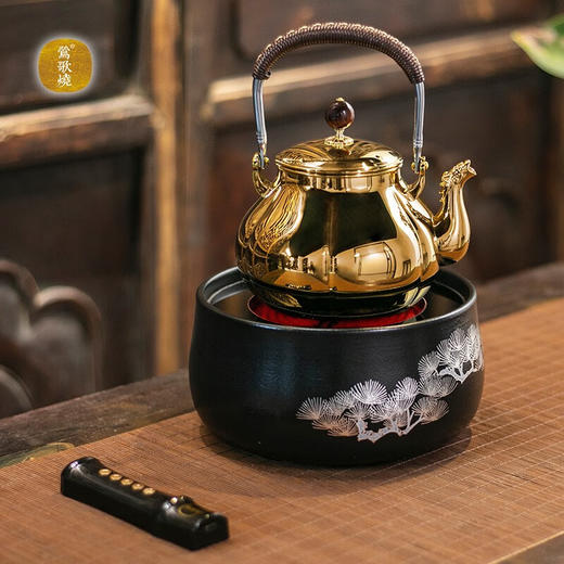 莺歌烧 黑底银松电陶炉 莺歌烧电陶炉轻音家用遥控器烧水煮茶器茶道泡茶茶炉【厂家直发】 商品图7