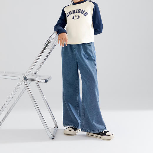 【清仓捡漏】【120】【可可鸭】女童春秋牛仔裤儿童裤子阔腿裤 商品图7