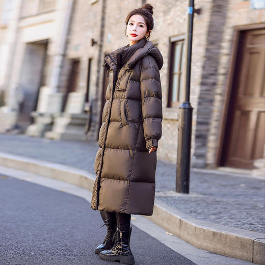 韩系气质时尚静奢风，加厚保暖90白鸭绒长款羽绒服HR-8656 商品图3