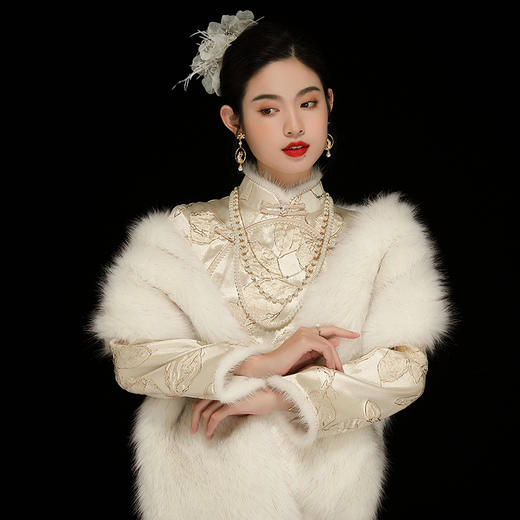 中国风复古提花长袖，日常改良旗袍连衣裙OY-230379 商品图3