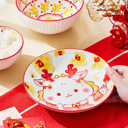 共禾京品可爱卡通小龙女餐具礼盒装6件套碗盘碟家用新年创意送礼 商品图3