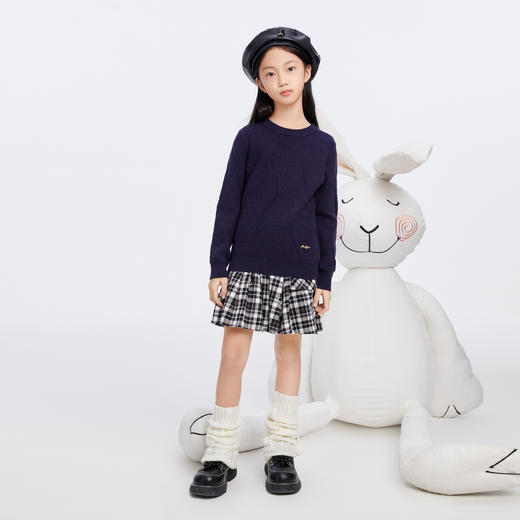 【新年红】女童时尚宽松纯色保暖圆领针织衫安奈儿童装EG344174 商品图2