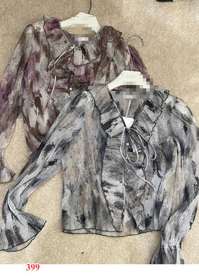 【门店同款】ENJOY夏季水墨印花抽绳清透小衫 153543111