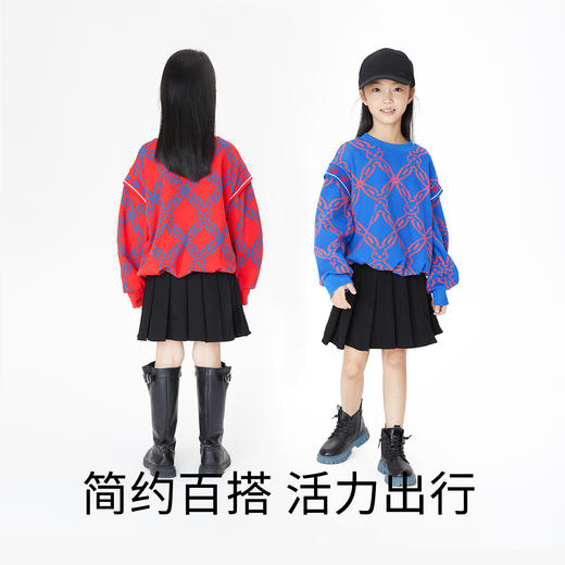 【实体店同款】【新年红】女童半身裙黑色百褶裙秋新款洋气安奈儿童装AG313547 商品图4