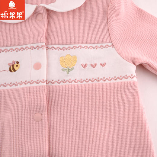 棉果果专柜同款春季新品女童华夫格质感纯棉对开连体衣M122722224002 商品图3