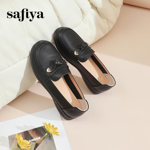 Safiya/索菲娅2024春季复古圆头休闲百搭软底一脚蹬坡跟单鞋 SF41111136 商品图9