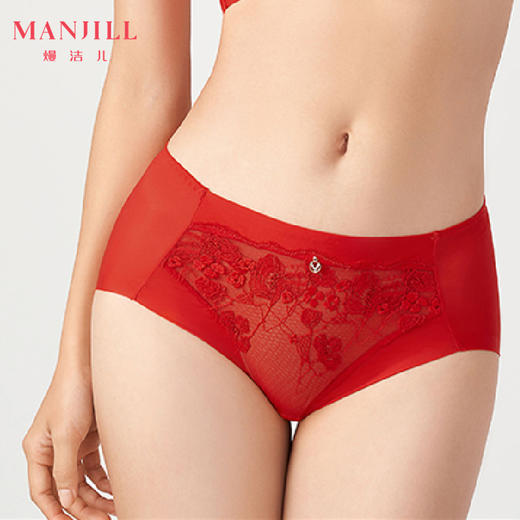 熳洁儿 中国红女士内裤本命年结婚红品中腰中叉商场同款配套内裤23702203 商品图1