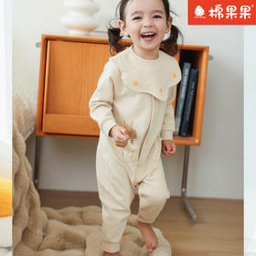 棉果果春秋款新疆彩棉送围嘴哈衣爬服对开连体衣M321722122195