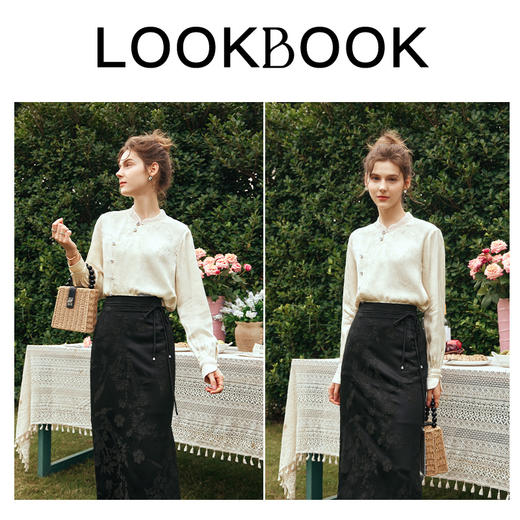 OLrain欧芮儿杏色雪纺衫女早春2024年新款新中式长袖轻国风衬衫 商品图4