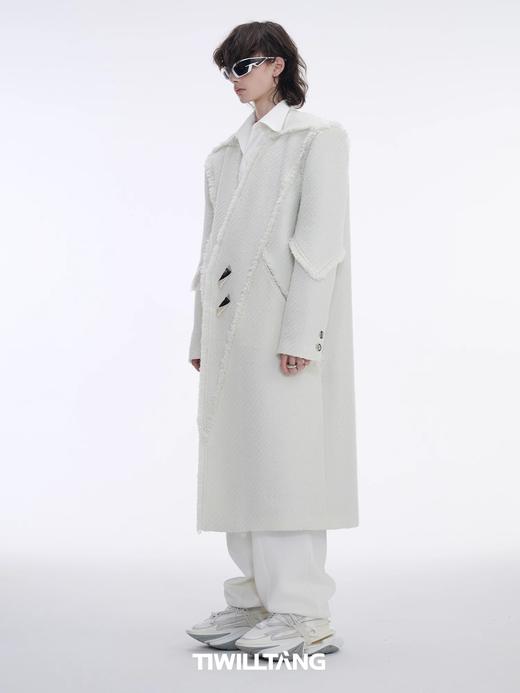 TIWILLTANG启世录“末羽微曜”小香风拼接结构中长款拉毛大衣外套 商品图2