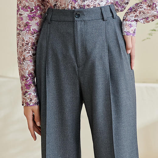 剩S/M/XL 米思阳2026春季新款通勤复古直筒休闲裤高腰修身职业西裤女士0082 商品图4