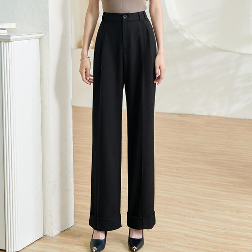 剩S/M/XL 米思阳2026春季新款通勤复古直筒休闲裤高腰修身职业西裤女士0082 商品图1