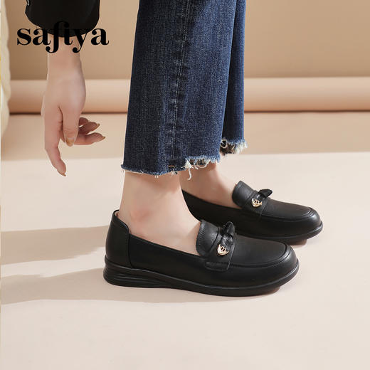 Safiya/索菲娅2024春季复古圆头休闲百搭软底一脚蹬坡跟单鞋 SF41111136 商品图2
