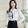「墨影松枝」水墨印花通勤衬衫 清冷雅致 米思阳2026春季新款知性设计感水墨印花衬衫宽松抗皱白色上衣0430/1061 商品缩略图4