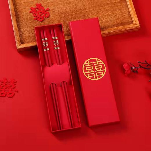 春节新年【喜事红色筷子礼盒】高档防滑合金筷子 喜庆乔迁龙凤喜筷 家用婚礼春节 商品图4