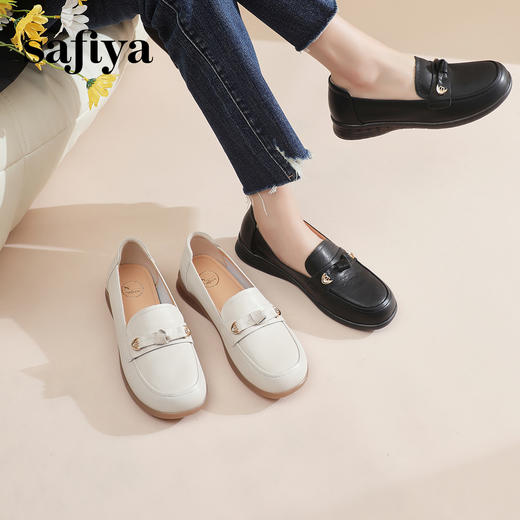 Safiya/索菲娅2024春季复古圆头休闲百搭软底一脚蹬坡跟单鞋 SF41111136 商品图0