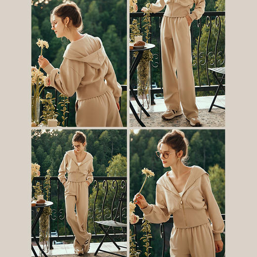 OLrain欧芮儿奶茶色时尚套装女早春2024新款时尚百搭轻运动两件套 商品图2