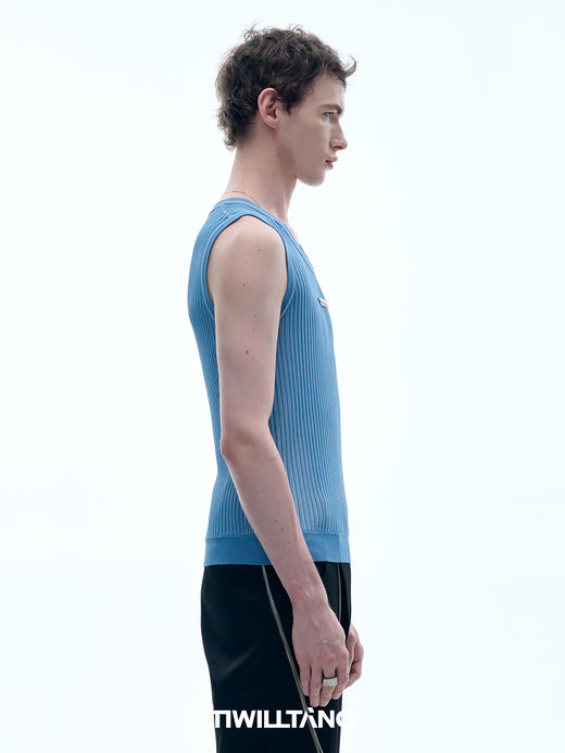 TIWILLTANG 启世录“踉泷”冰感针织撞色条纹背心轻薄无袖上衣夏 商品图1