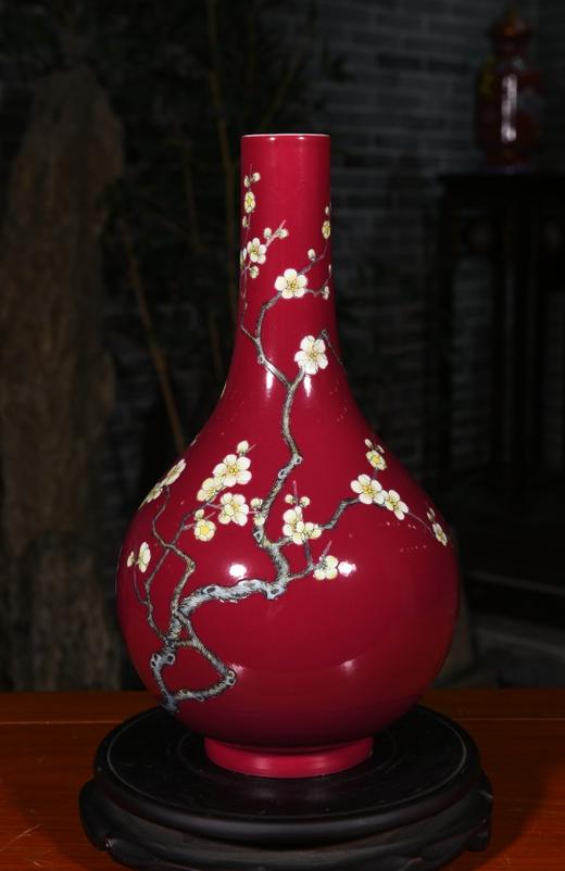 胭脂红梅花胆瓶 商品图0