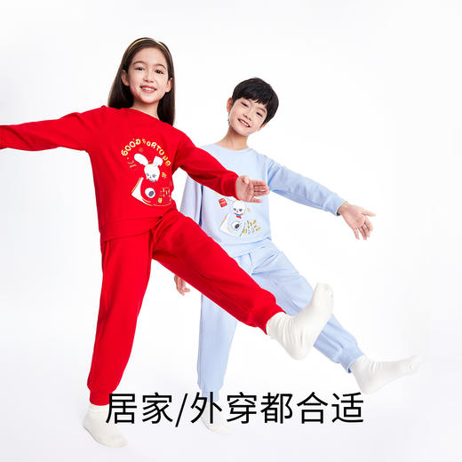 男童女童长袖家居服套装红色拜年服安奈儿童装JM311598 商品图1