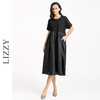 LIZZY 简约优雅时尚收腰气质黑色短袖休闲通勤连衣裙7918 商品缩略图1