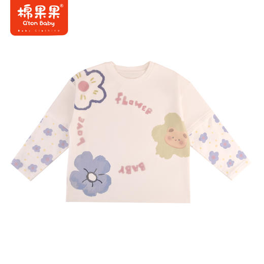 棉果果专柜同款春季新品女童纯棉假两件长袖T恤M122140224026 商品图3