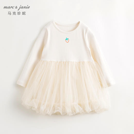 马克珍妮女童罗纹拼接网纱连衣裙儿童裙子2024年春装新款240097 商品图2