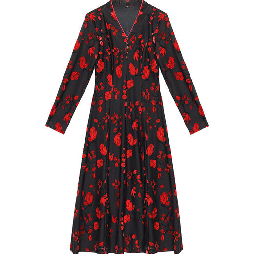 QYM CB107-L印花修身时尚连衣裙V领大码洋气 商品图4