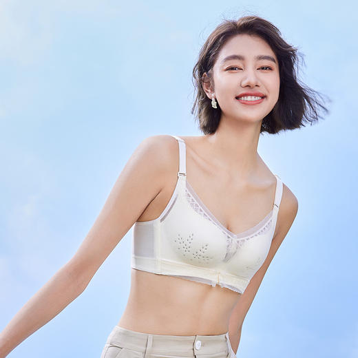 都市丽人凉感WISECOOL内衣女蕾丝文胸BC杯适穿3/4杯薄款树脂胶圈三排扣LB42B1 商品图2
