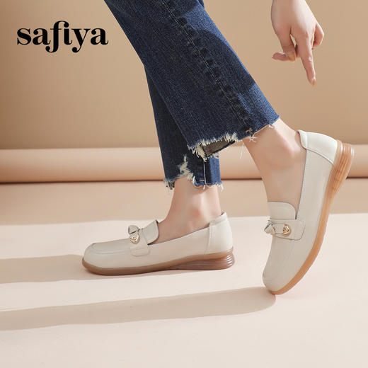 Safiya/索菲娅2024春季复古圆头休闲百搭软底一脚蹬坡跟单鞋 SF41111136 商品图4