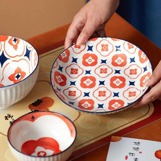 共禾京品柿柿如意中式陶瓷餐具创意釉下彩家用乔迁送礼碗盘碟套装 商品图4