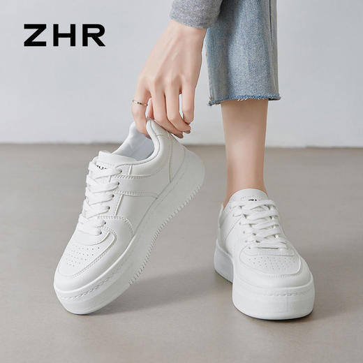 ZHR休闲鞋女2024春季新款百搭ins厚底潮流学生软底舒适运动风板鞋 商品图3