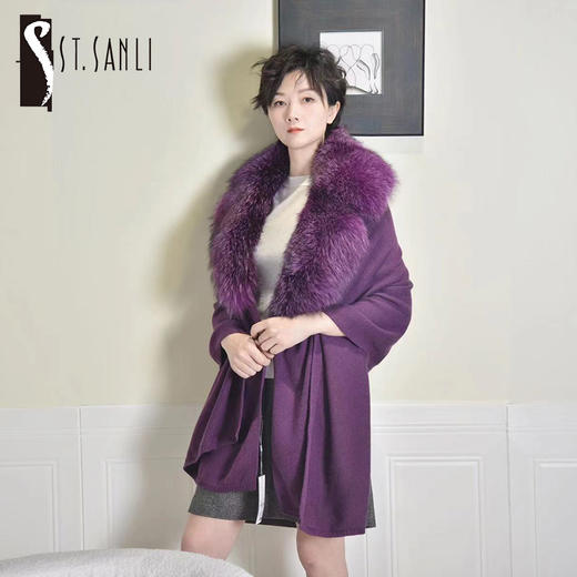 圣三利女装奢华狐狸毛领披肩SL1848001 商品图0