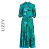 LIZZY 优雅圆领中袖高腰设计大摆印花连衣裙长裙7903 商品缩略图4