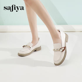 Safiya/索菲娅2024春季小众气质珍珠饰带百搭通勤英伦粗跟单鞋 SF41112084