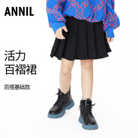 【实体店同款】【新年红】女童半身裙黑色百褶裙秋新款洋气安奈儿童装AG313547