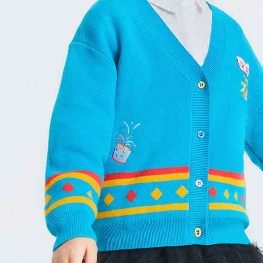 【新年红】女童毛衣儿童打底衫秋新款女孩红色拜年针织衫开衫安奈儿童装EG314146 商品图4