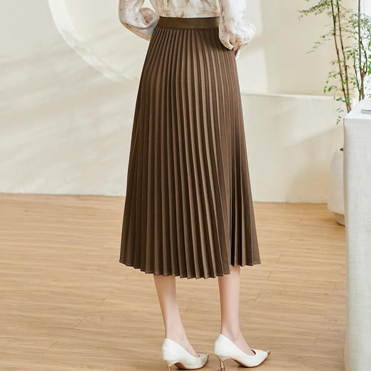 米思阳2025春季新款通勤百搭高腰半身裙洋气修身垂感百褶裙女0335 商品图2