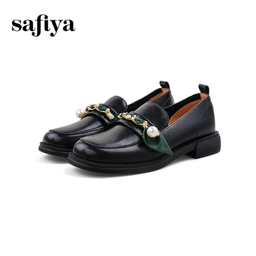 Safiya/索菲娅2024春季小众气质珍珠饰带百搭通勤英伦粗跟单鞋 SF41112084 商品图10