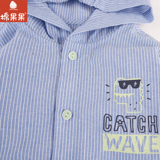 棉果果专柜同款春季新品男童条纹梭织棉连帽衬衣M112150224046 商品图3