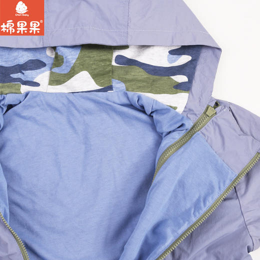 棉果果专柜同款春季新品男童纯棉内里时尚连帽风衣外套M112100424047 商品图2