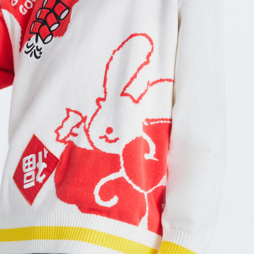 【新年红】男女童毛衣秋新款儿童长袖圆领国风撞色时髦针织衫安奈儿童装EM314144 商品图4