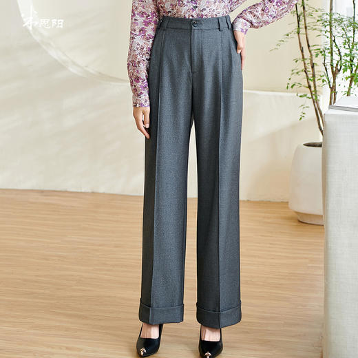 剩S/M/XL 米思阳2026春季新款通勤复古直筒休闲裤高腰修身职业西裤女士0082 商品图0
