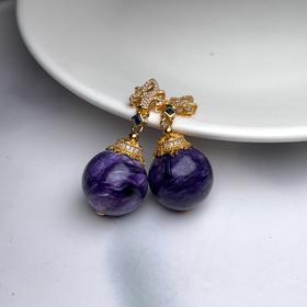 S925紫龙晶吊坠-花扣圆珠（套装）