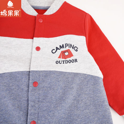 棉果果专柜同款春季新品男童质感华夫格对开连体衣M112722224040 商品图4