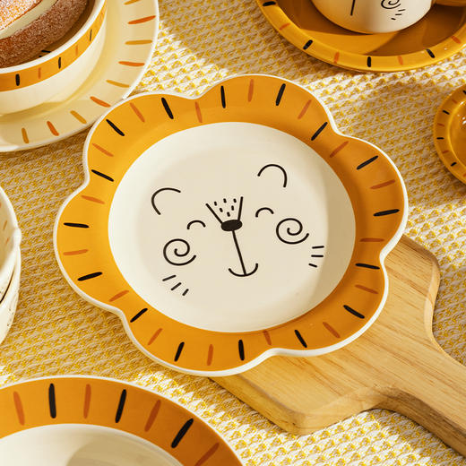 摩登主妇原创浮雕狮子儿童餐具碗碟套装卡通可爱陶瓷餐盘碟子饭碗 商品图3