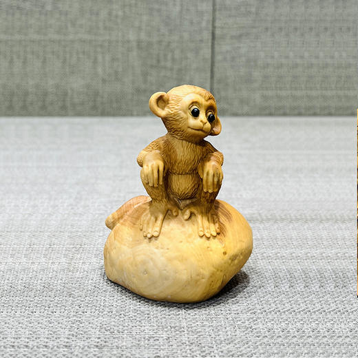 坐石猴子°黄杨木摆件 商品图0