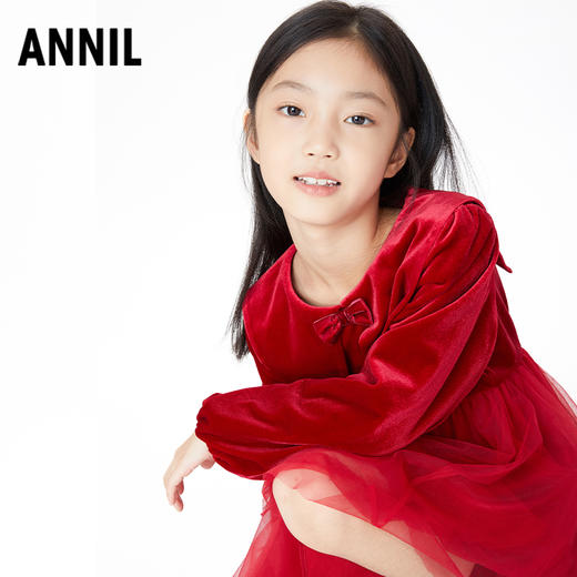 【实体店同款】【新年红】女童连衣裙公主裙秋新款长袖裙子安奈儿童装AG313579 商品图1