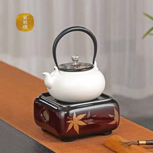 莺歌烧四方大漆地金枫纹电陶炉轻音家用煮茶茶炉红外线泡茶具茶器台式泡茶煮茶器金枫叶【厂家直发】 商品图1